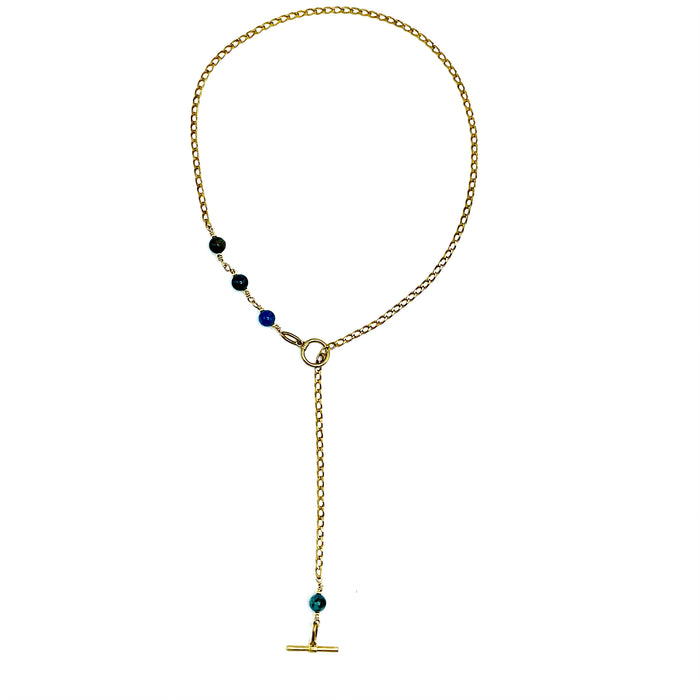 Apatite IGNITE Toggle Necklace ~ Brass FINE CURB Chain