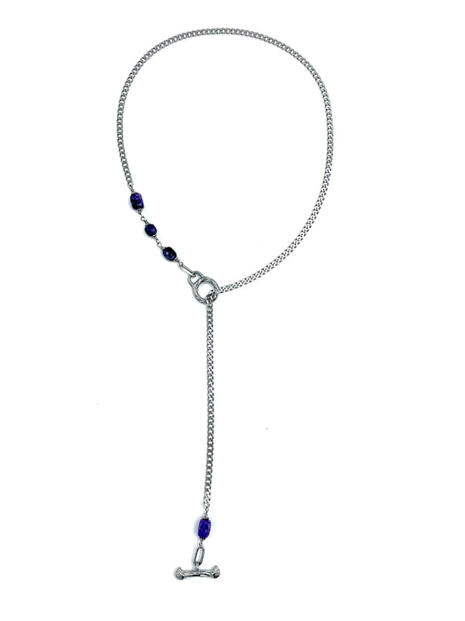 Charoite IGNITE Toggle Necklace ~ Stainless Steel FINE CURB Chain