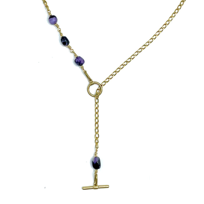 Charoite IGNITE Toggle Necklace ~ Brass FINE CURB Chain