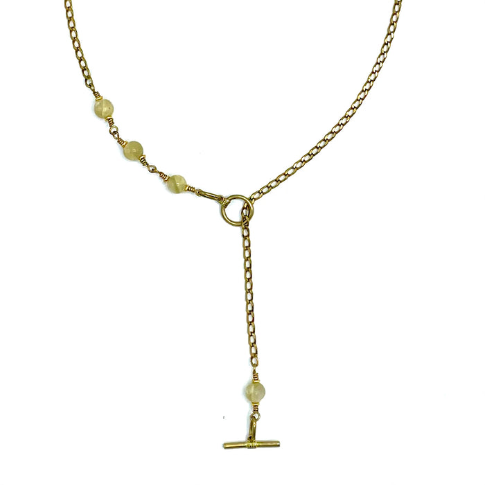 GOLDEN LEPIDOLITE TOGGLE BRASS FINE CURB