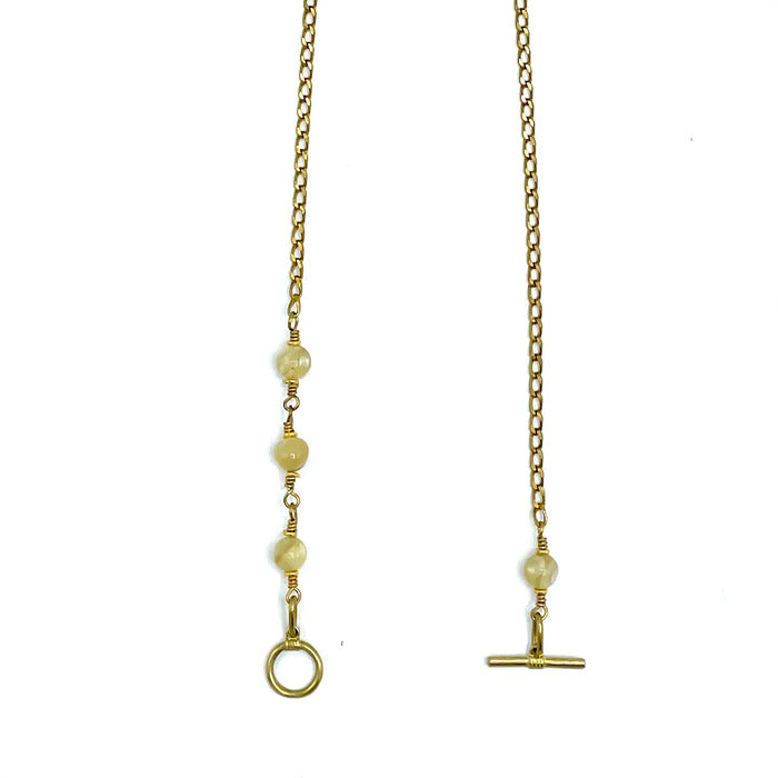 GOLDEN LEPIDOLITE TOGGLE BRASS FINE CURB