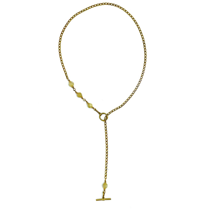 GOLDEN LEPIDOLITE TOGGLE BRASS FINE CURB