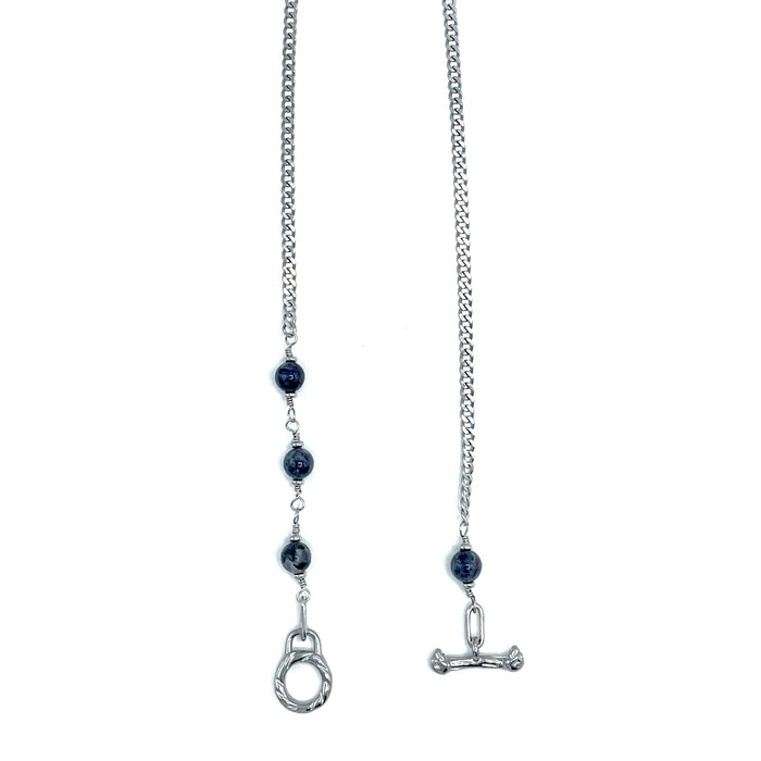 Iolite IGNITE Toggle Necklace ~ Stainless Steel FINE CURB Chain