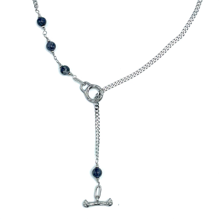 Iolite IGNITE Toggle Necklace ~ Stainless Steel FINE CURB Chain