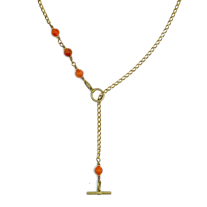 Orange Calcite IGNITE Toggle Necklace ~ Brass FINE CURB Chain