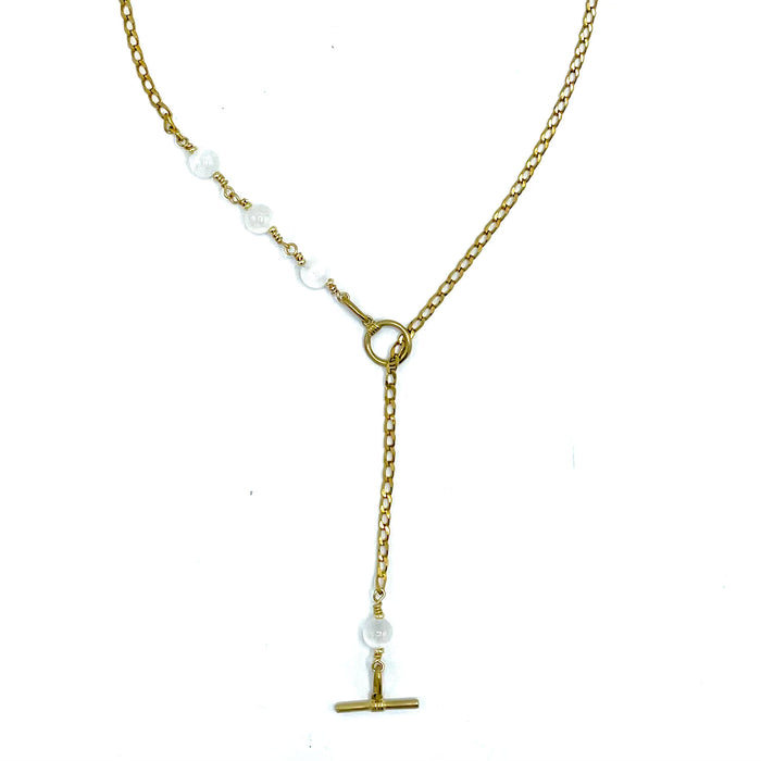 Selenite IGNITE Toggle Necklace ~ Brass FINE CURB Chain