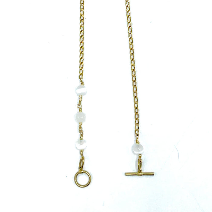 Selenite IGNITE Toggle Necklace ~ Brass FINE CURB Chain