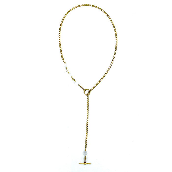 Selenite IGNITE Toggle Necklace ~ Brass FINE CURB Chain