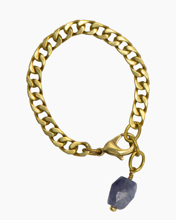 Iolite Bracelet Brass Curb Chain