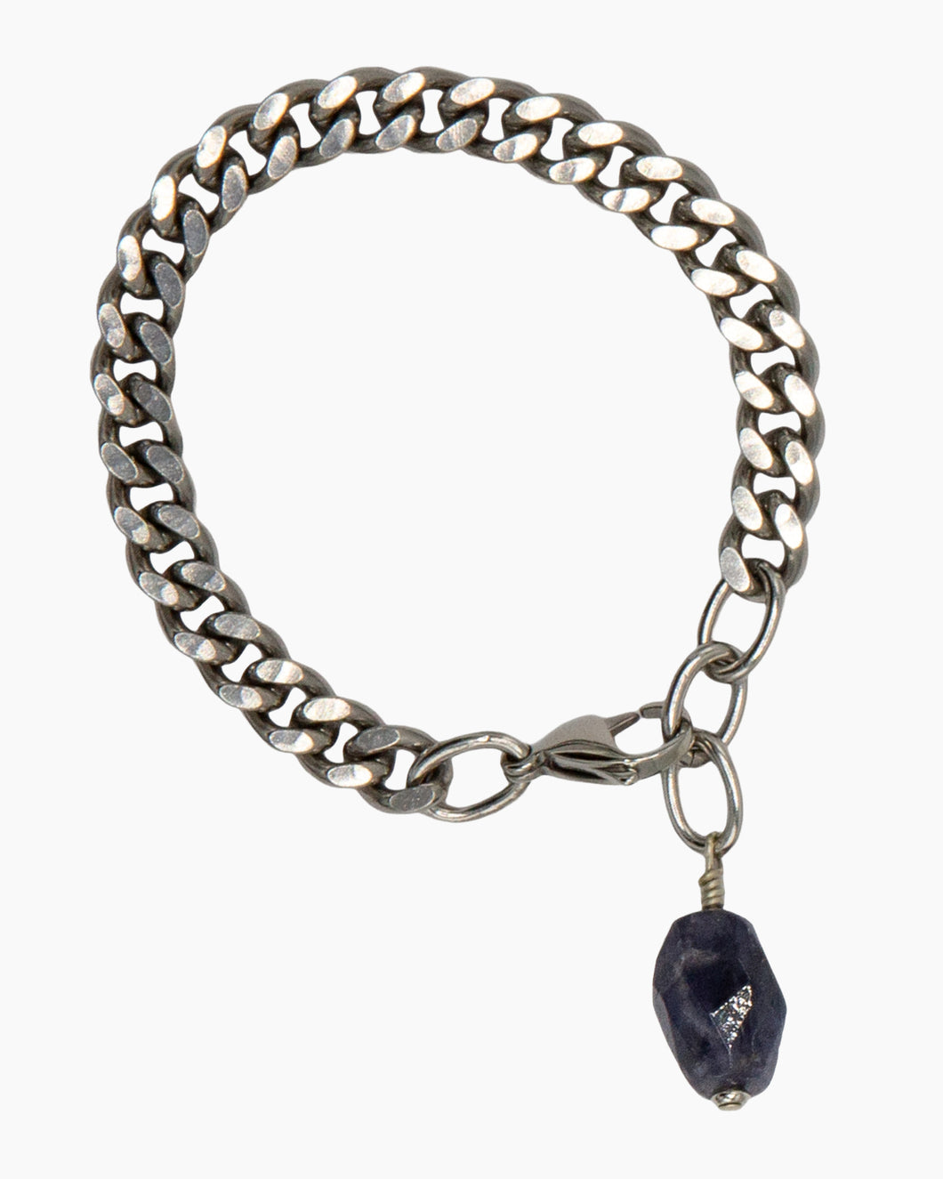 Iolite Bracelet Stainless Steel Curb Chain
