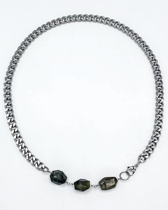 LABRADORITE CURB CHAIN NECKLACE