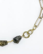Load image into Gallery viewer, Labradorite Necklace Brass Paper Clip Chain
