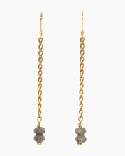 Load image into Gallery viewer, Labradorite Earrings Brass
