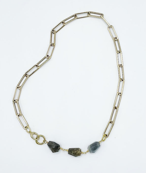 LABRADORITE PAPER CLIP NECKLACE