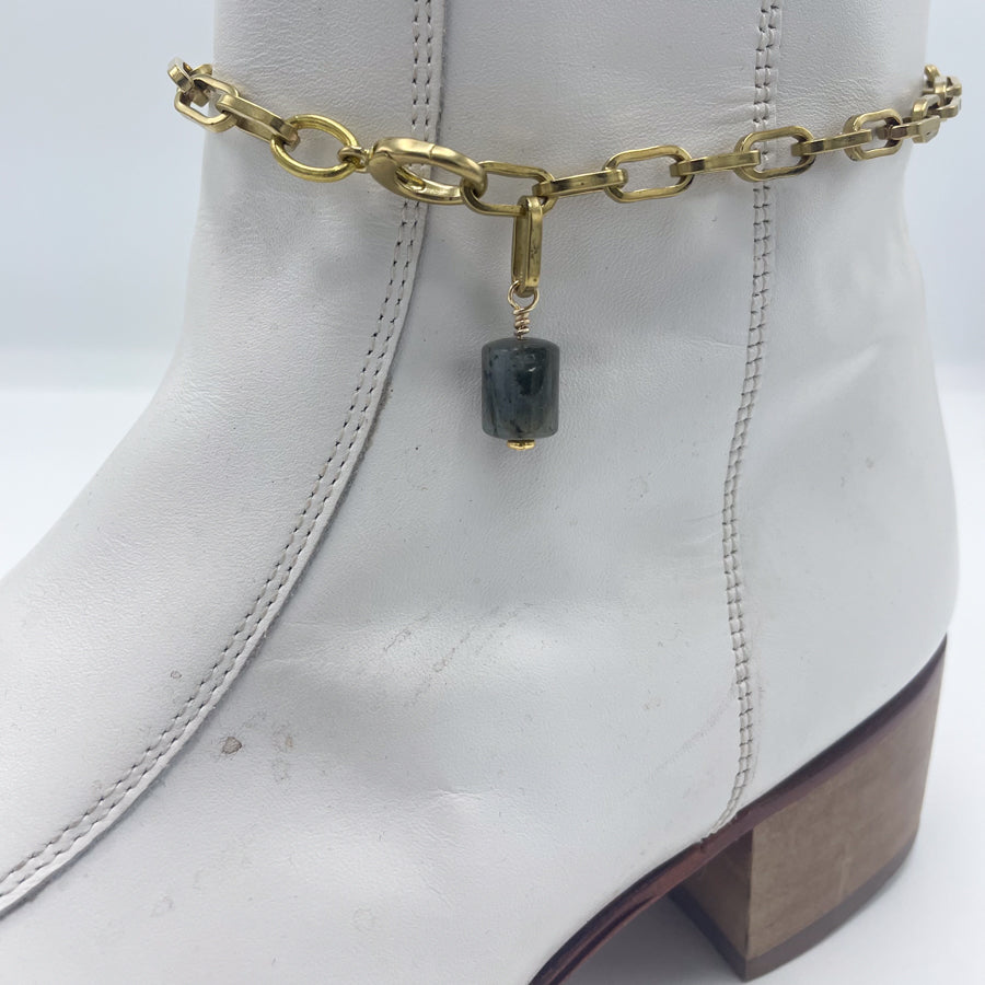 Labradorite BOOT Anklet Brass Chain