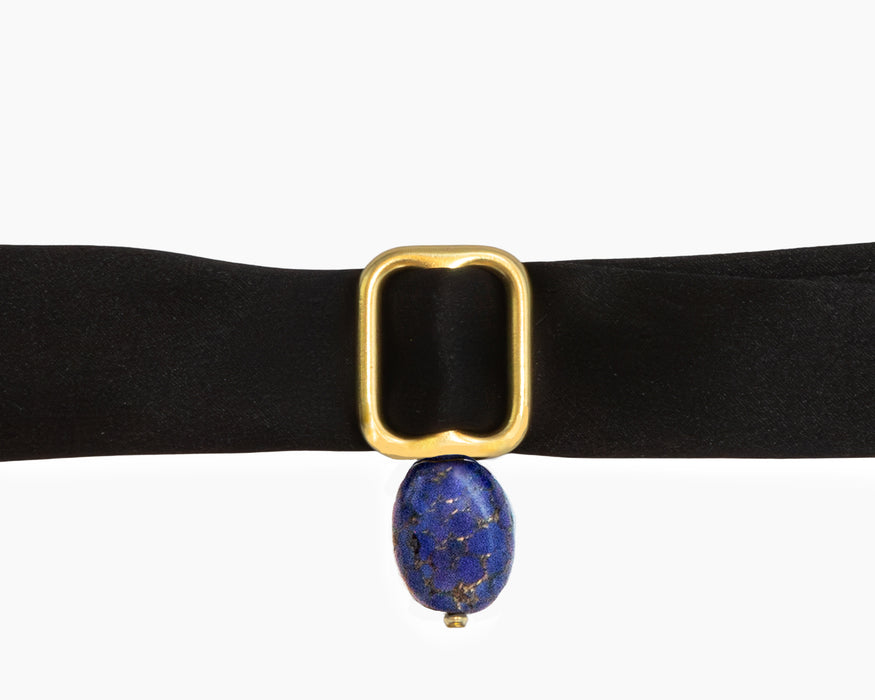 Lapis Lazuli+ Black Silk Tie