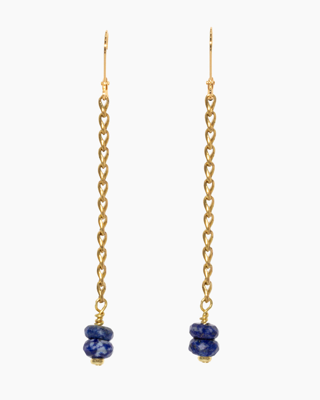 Lapis Lazuli Earrings Brass