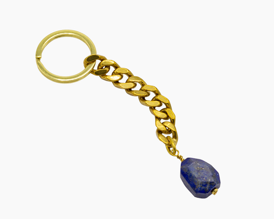 Lapis Lazuli Key Chain Brass