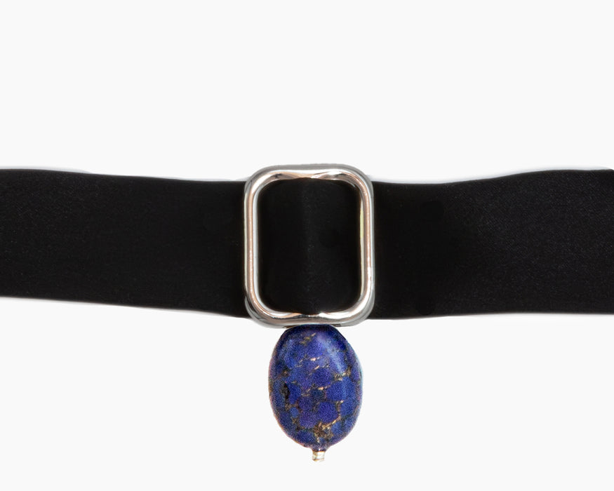Lapis Lazuli+ Black Silk Tie