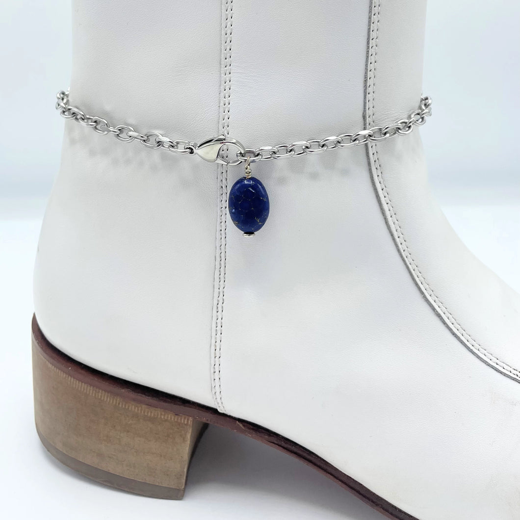 Lapis BOOT Anklet Stainless Steel Chain
