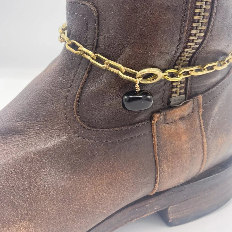 Onyx BOOT Anklet Brass Chain