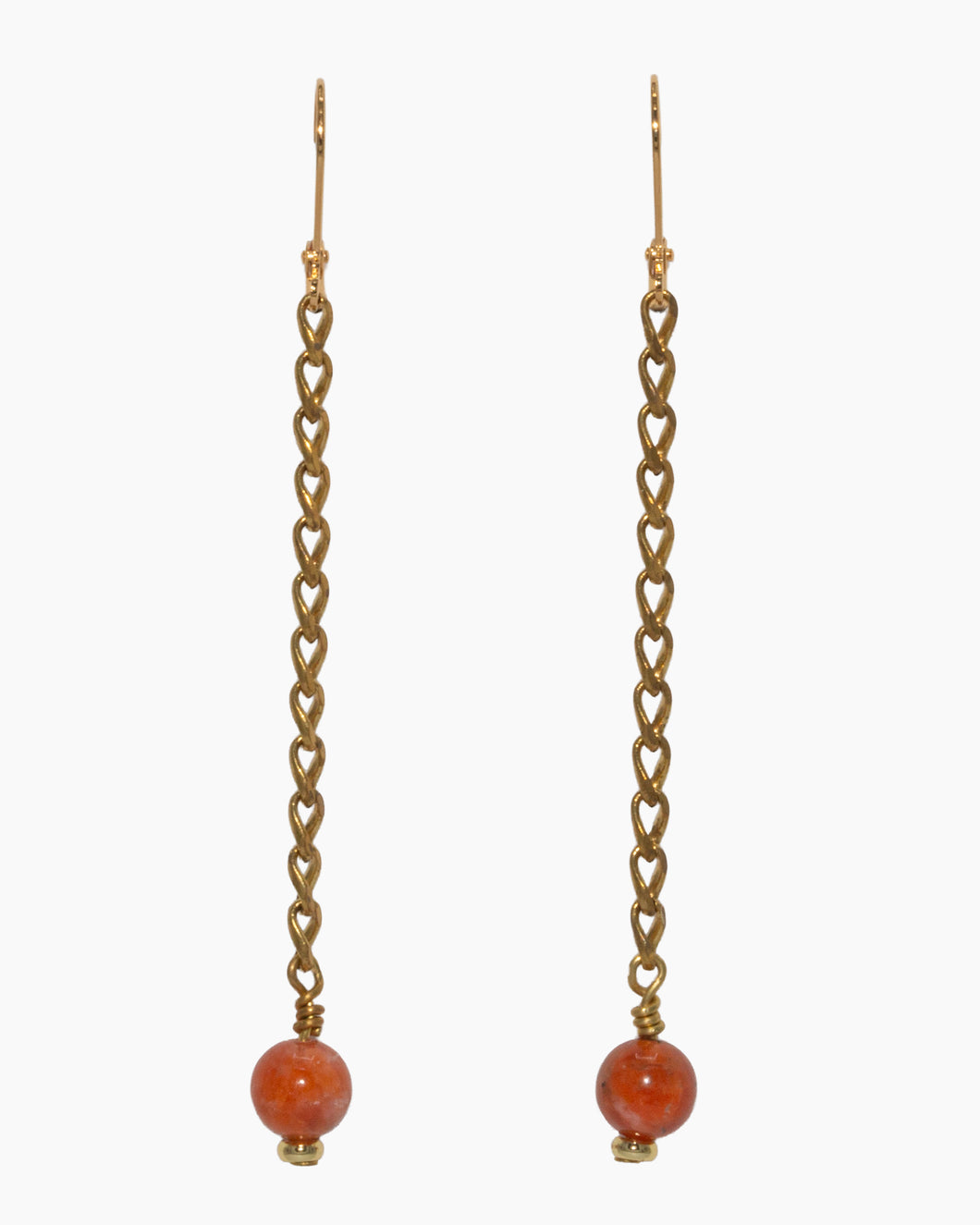 Orange Calcite Earrings Brass