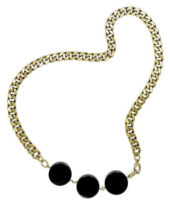 Onyx Necklace Brass Curb Chain