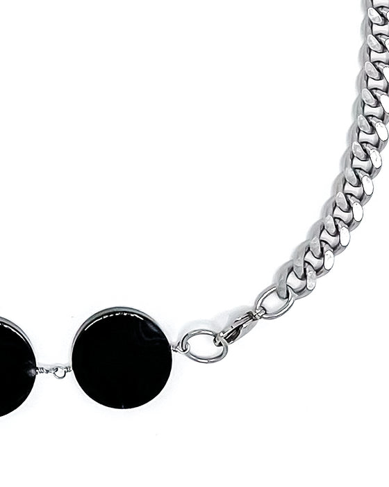 Onyx Necklace Stainless Steel Curb Chain