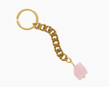 Load image into Gallery viewer, Rose Quartz Key Chain Brass
