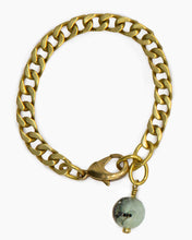 Load image into Gallery viewer, Prehnite Bracelet Brass Curb Chain
