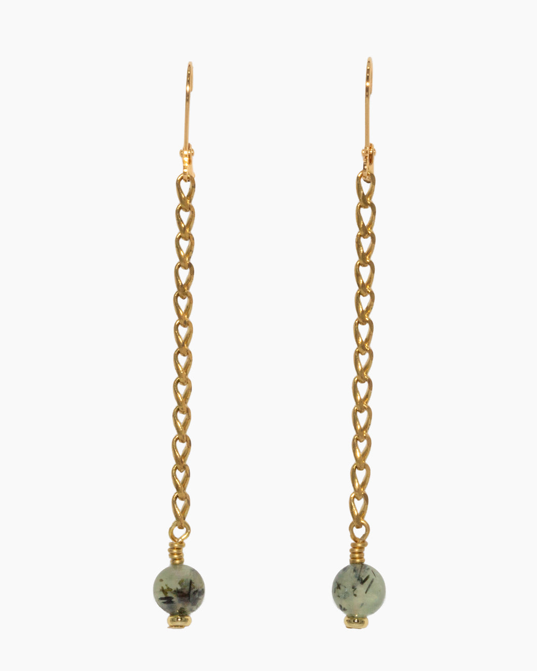 Prehnite Earrings Brass