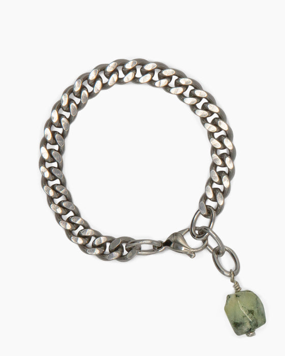 Prehnite Bracelet Stainless Steel Curb Chain