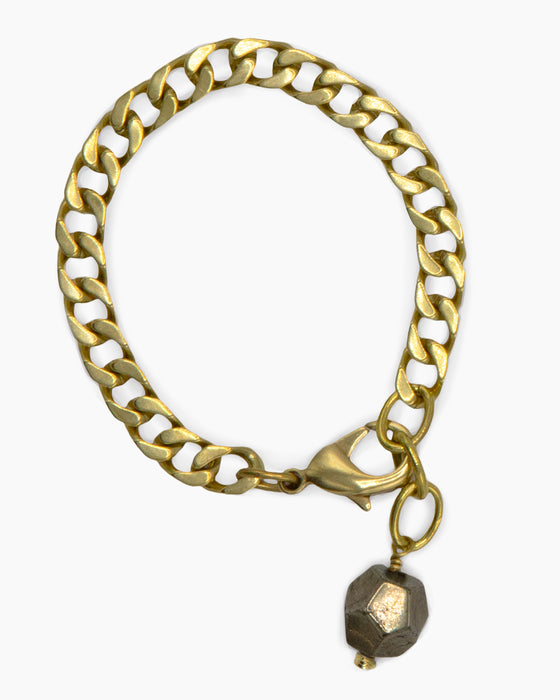 Pyrite Bracelet Brass Curb Chain