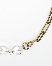 Load image into Gallery viewer, Quartz Crystal Necklace Brass Paper Clip Chain
