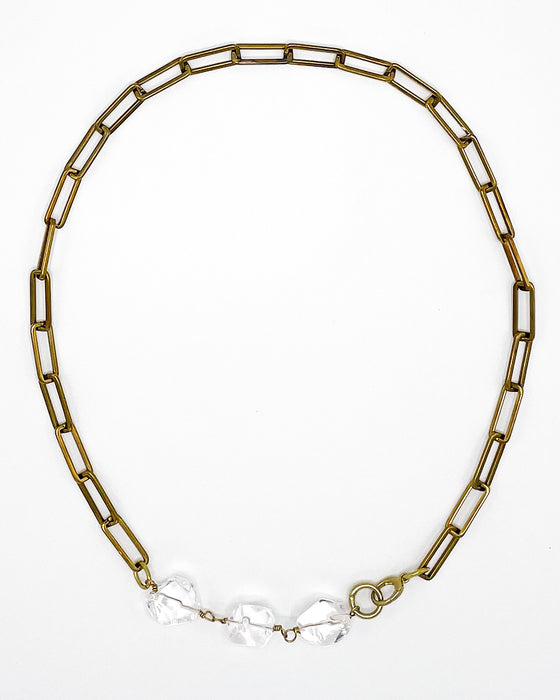 QUARTZ CRYSTAL PAPER CLIP NECKLACE