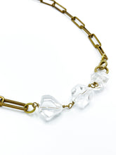 Load image into Gallery viewer, Quartz Crystal Necklace Brass Paper Clip Chain
