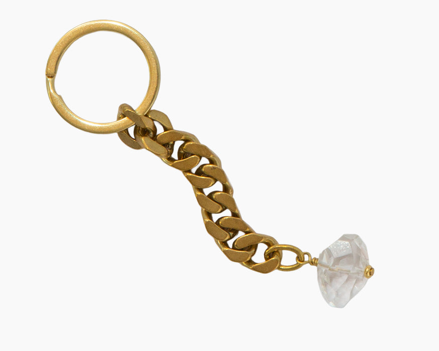 Quartz Crystal Key Chain Brass