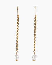 Load image into Gallery viewer, Quartz Crystal Earrings Brass
