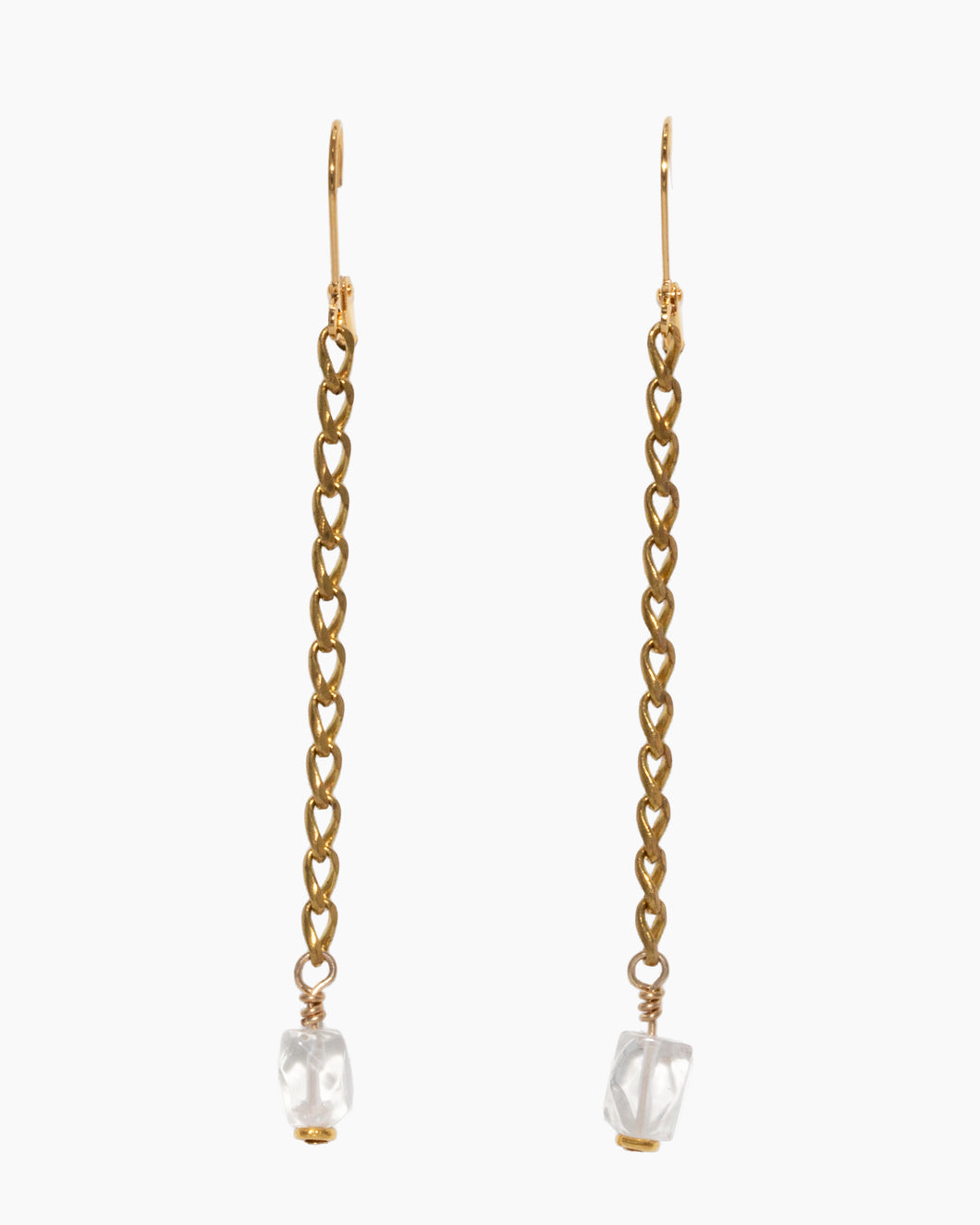 Quartz Crystal Earrings Brass