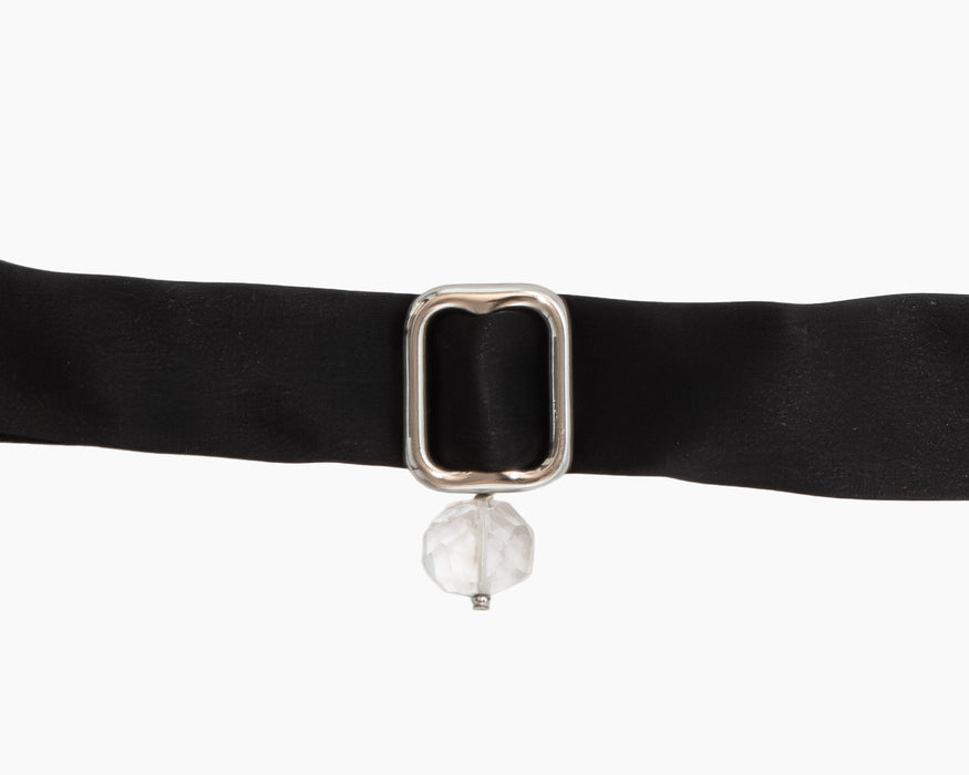Quartz Crystal + Black Silk Tie