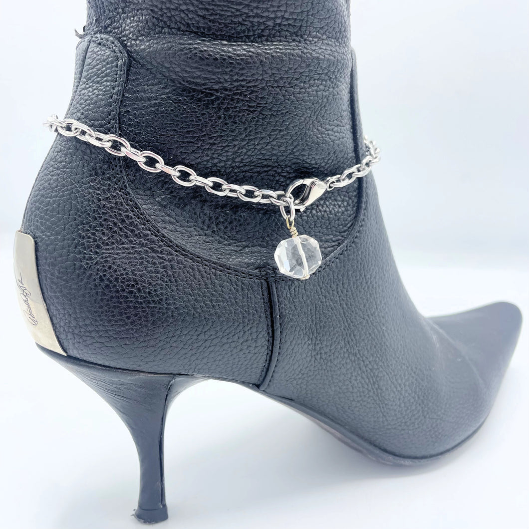 Quartz Crystal BOOT Anklet Stainless Steel Chain