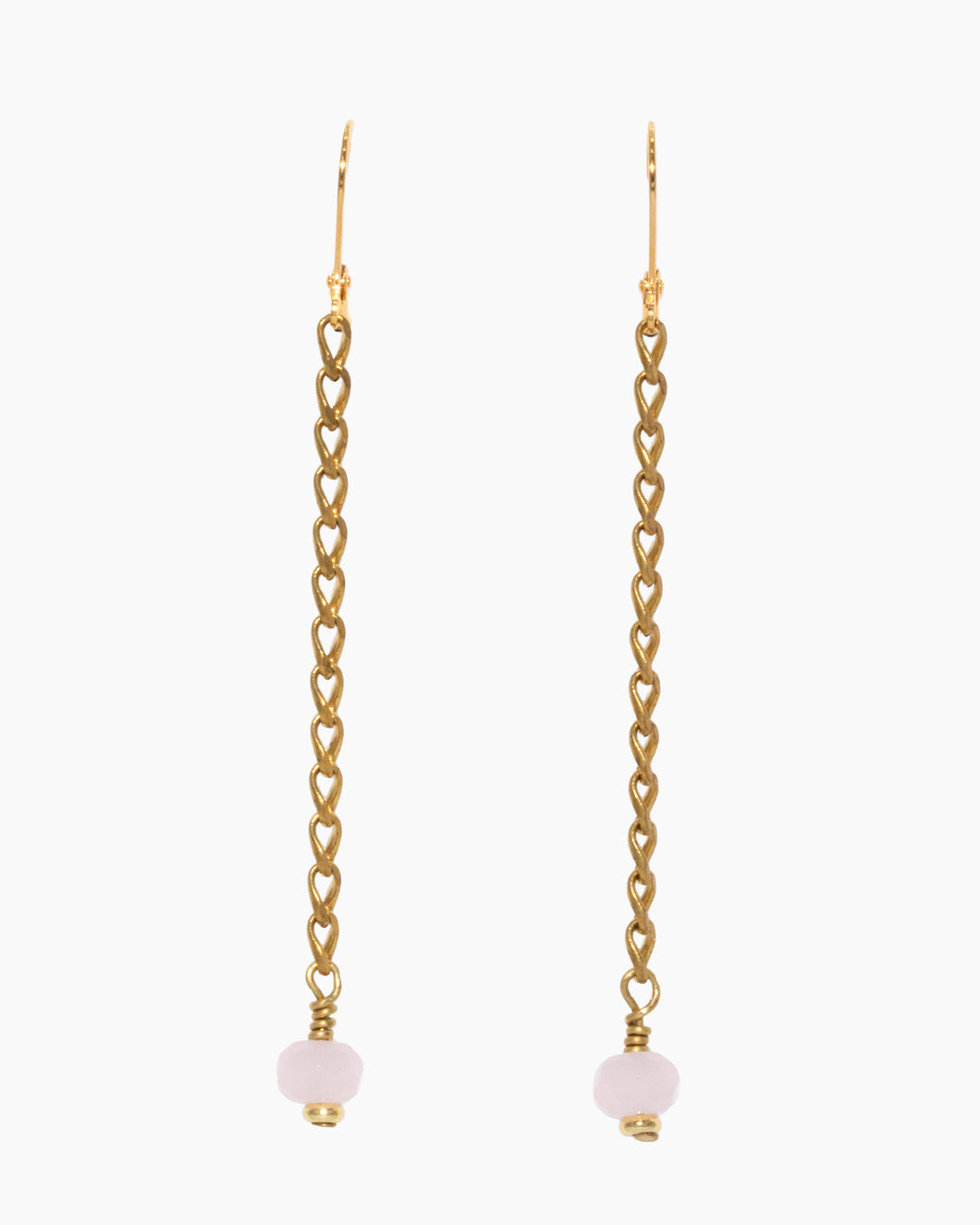 Rose Quartz Earrings Brass