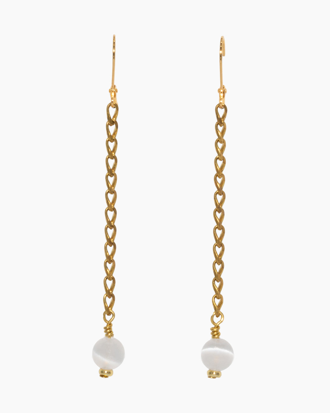 Selenite Earrings Brass