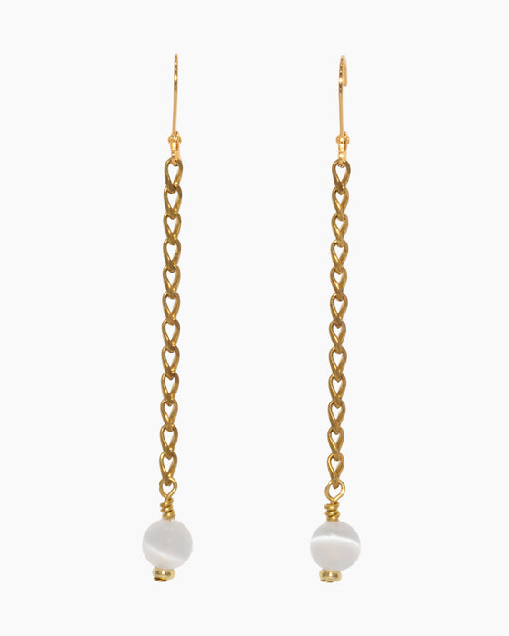 Selenite Earrings Brass