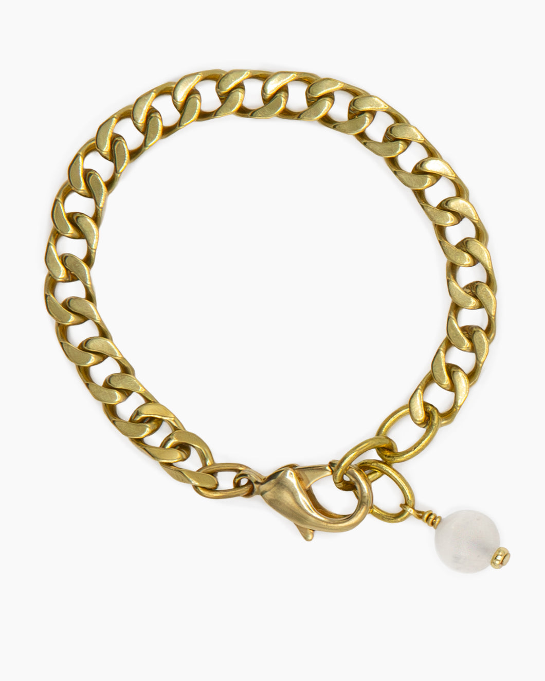 Selenite Bracelet Brass Curb Chain