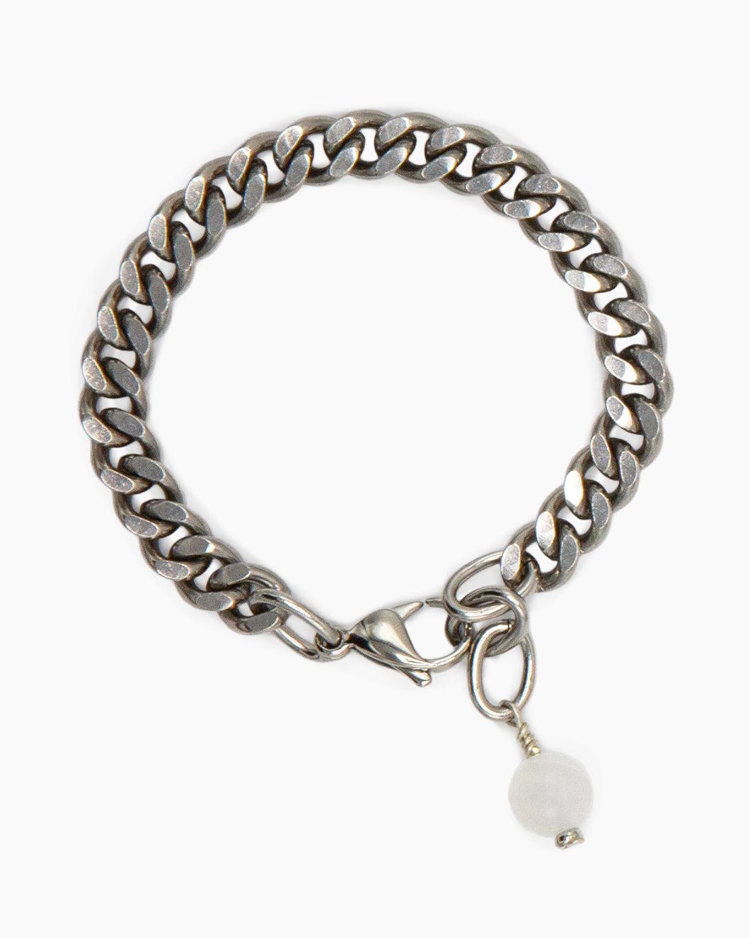 Selenite Bracelet Stainless Steel Curb Chain