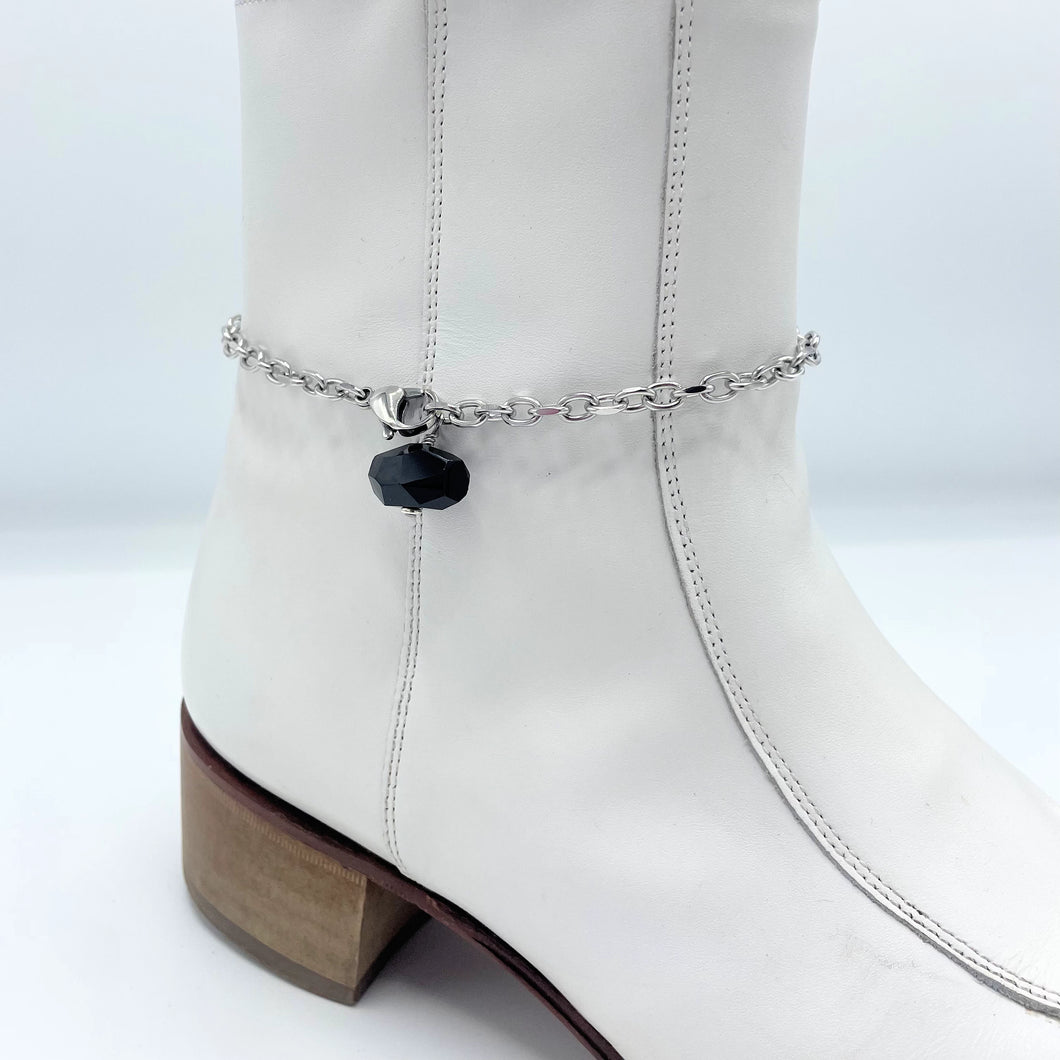 Smoky Quartz BOOT Anklet Stainless Steel Chain