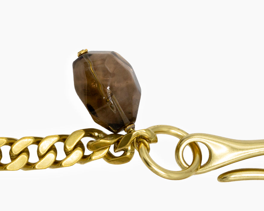 Smoky Quartz Pocket Chain Brass