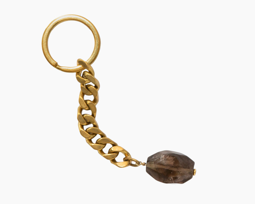 Smoky Quartz Key Chain Brass
