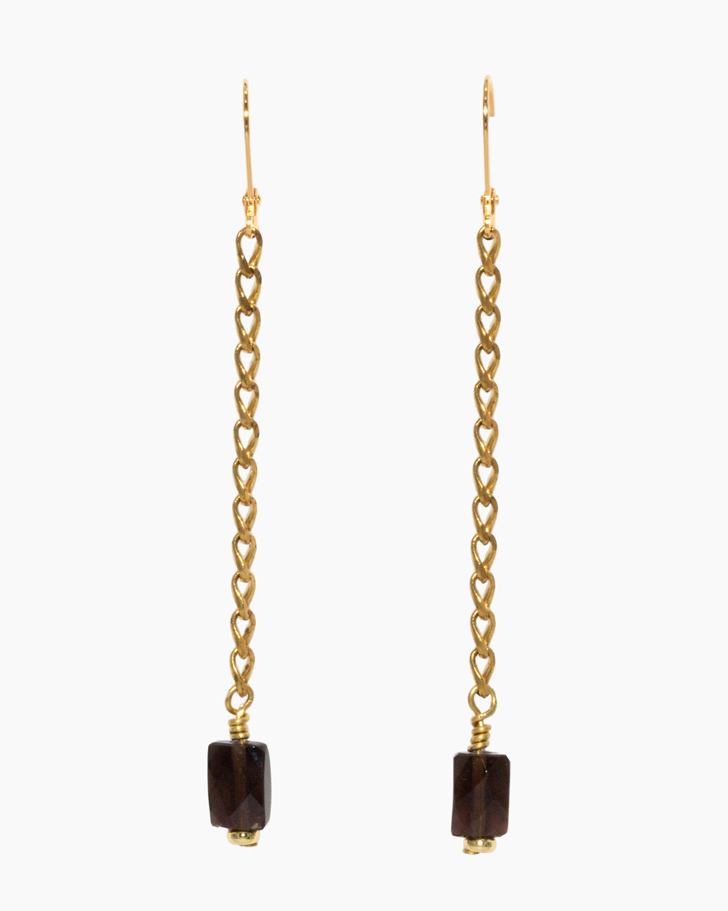 Smoky Quartz Earrings Brass